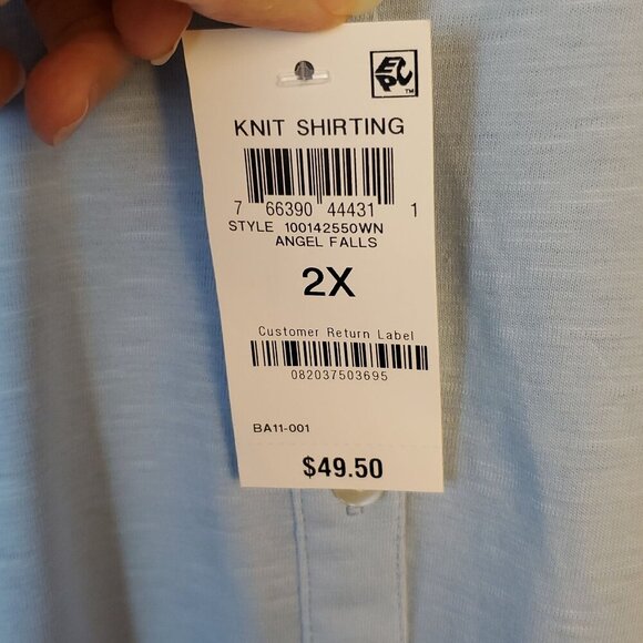 NWT Bundle of 2 Style & Co Womens Shirt 3/4 Button 2X Angel Falls/ Sage Green - Picture 16 of 16